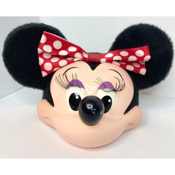 VNTG 1996 DISNEY WORLD MINNIE MOUSE PLUSH EARS HARD FACE ADJUSTABLE HAT
